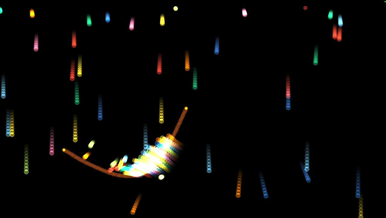Prism Catch: falling prism light caught on a rope strung between finger and thumb